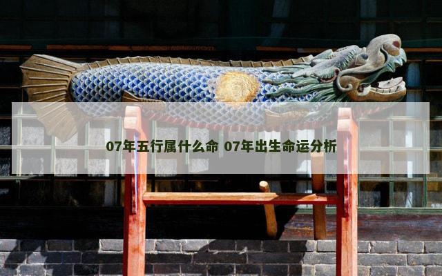 07年五行属什么命 07年出生命运分析