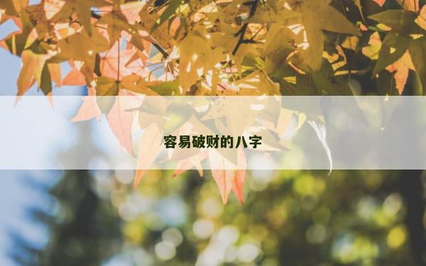 容易破财的八字