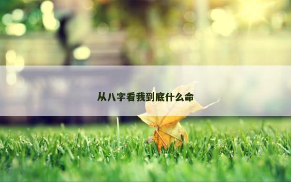 从八字看我到底什么命