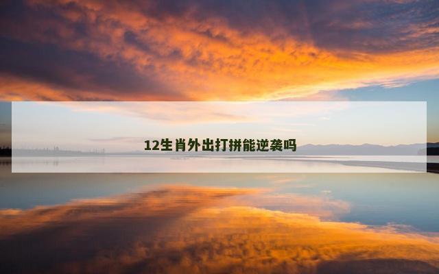 12生肖外出打拼能逆袭吗