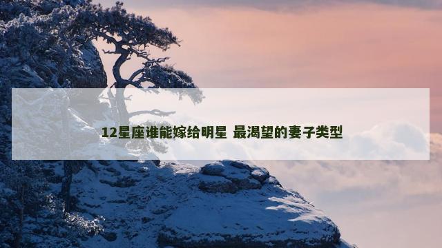 12星座谁能嫁给明星 最渴望的妻子类型