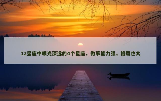 12星座中眼光深远的4个星座，做事能力强，格局也大