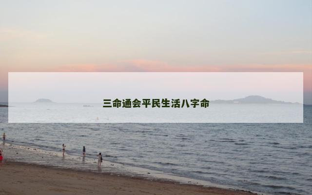 三命通会平民生活八字命