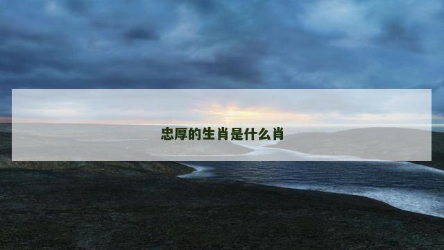 忠厚的生肖是什么肖