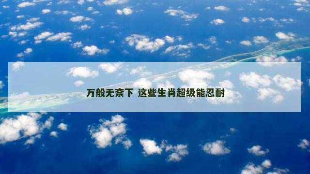 万般无奈下 这些生肖超级能忍耐