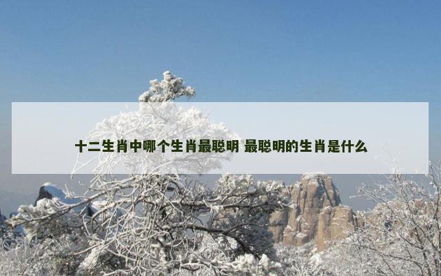 十二生肖中哪个生肖最聪明 最聪明的生肖是什么