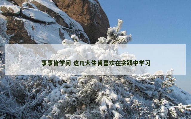 事事皆学问 这几大生肖喜欢在实践中学习