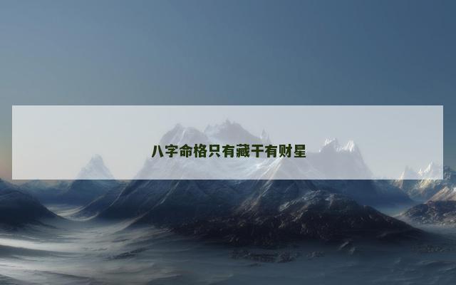 八字命格只有藏干有财星