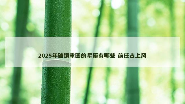 2025年破镜重圆的星座有哪些 前任占上风