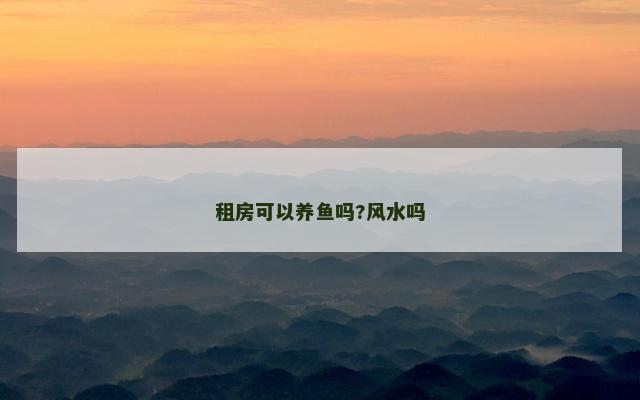 租房可以养鱼吗?风水吗