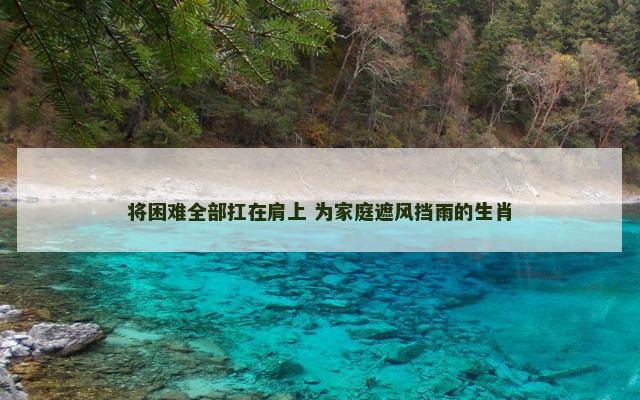 将困难全部扛在肩上 为家庭遮风挡雨的生肖