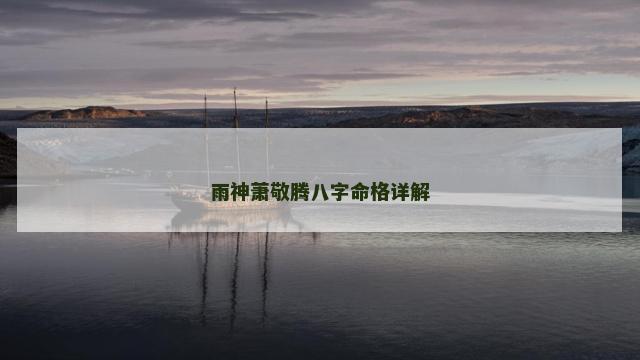 雨神萧敬腾八字命格详解