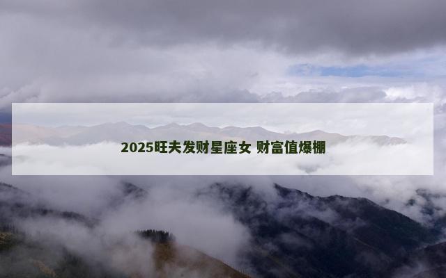 2025旺夫发财星座女 财富值爆棚