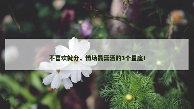 不喜欢就分，情场最潇洒的3个星座！