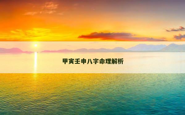 甲寅壬申八字命理解析