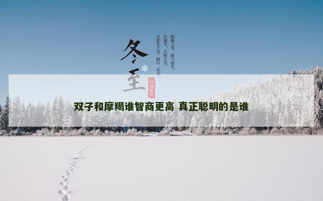 双子和摩羯谁智商更高 真正聪明的是谁