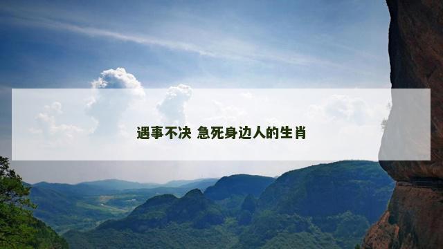 遇事不决 急死身边人的生肖