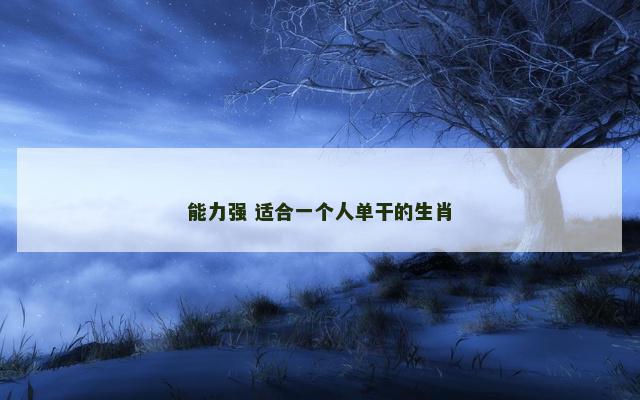 能力强 适合一个人单干的生肖
