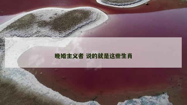 晚婚主义者 说的就是这些生肖