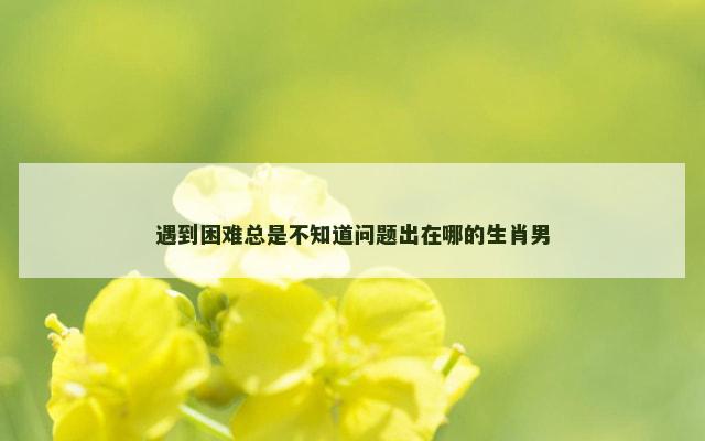 遇到困难总是不知道问题出在哪的生肖男