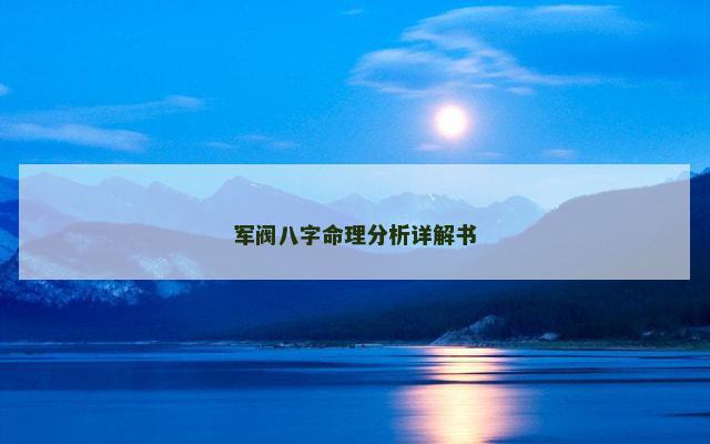 军阀八字命理分析详解书