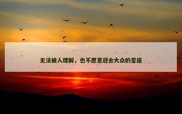 无法被人理解，也不愿意迎合大众的星座