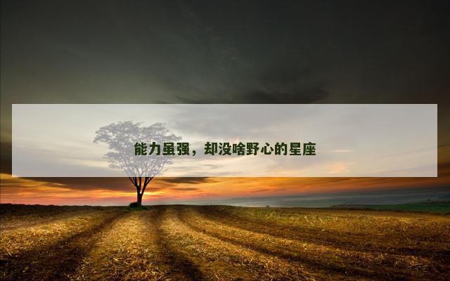 能力虽强，却没啥野心的星座