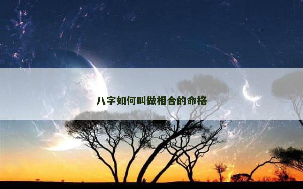 八字如何叫做相合的命格