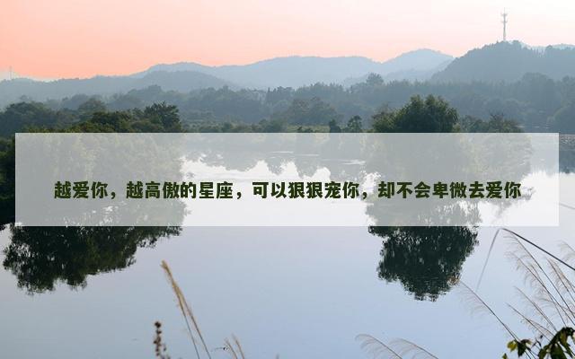 越爱你，越高傲的星座，可以狠狠宠你，却不会卑微去爱你