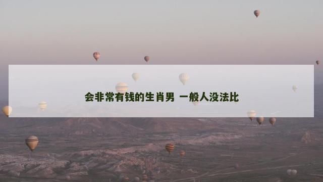 会非常有钱的生肖男 一般人没法比