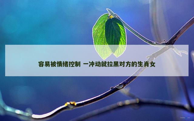 容易被情绪控制 一冲动就拉黑对方的生肖女