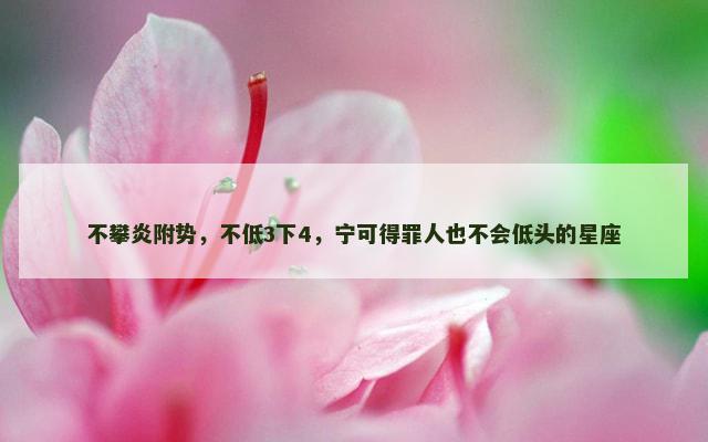 不攀炎附势，不低3下4，宁可得罪人也不会低头的星座