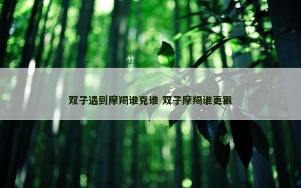 双子遇到摩羯谁克谁 双子摩羯谁更狠