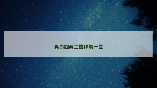男命四两二钱详解一生