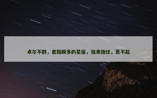 卓尔不群，套路颇多的星座，独来独往，惹不起