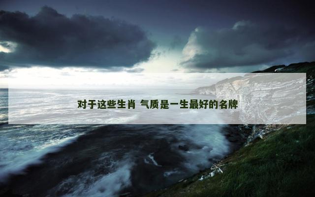 对于这些生肖 气质是一生最好的名牌