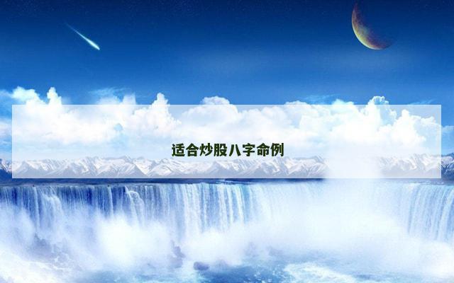 适合炒股八字命例