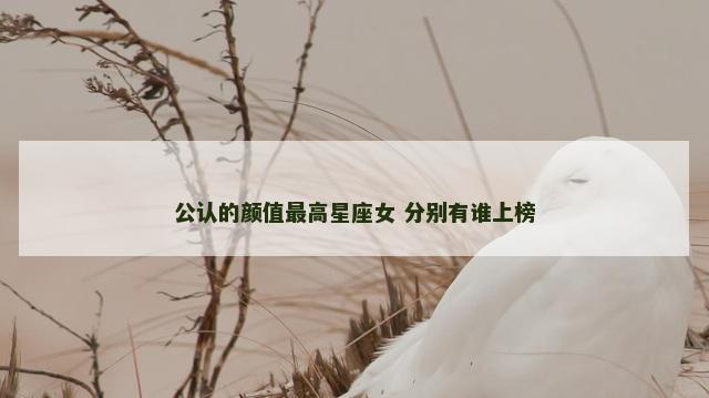 公认的颜值最高星座女 分别有谁上榜