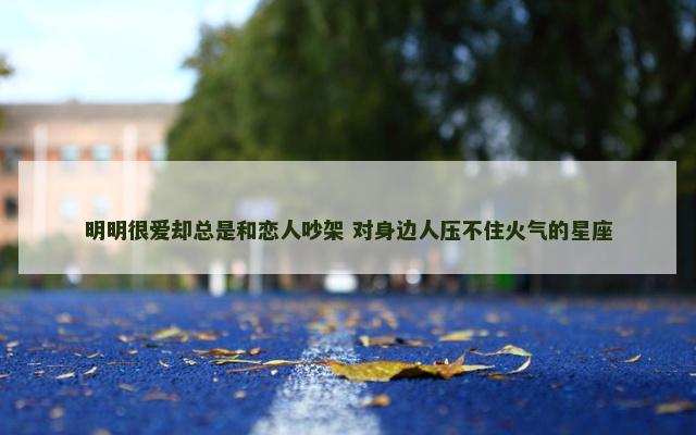 明明很爱却总是和恋人吵架 对身边人压不住火气的星座