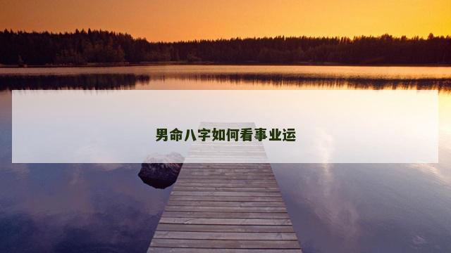 男命八字如何看事业运