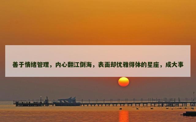 善于情绪管理，内心翻江倒海，表面却优雅得体的星座，成大事