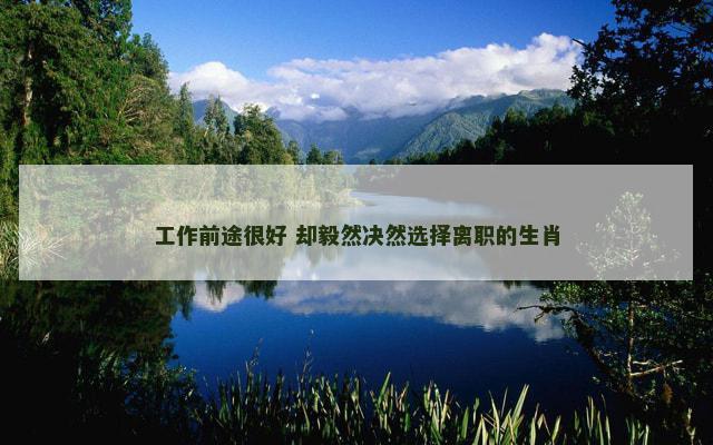 工作前途很好 却毅然决然选择离职的生肖