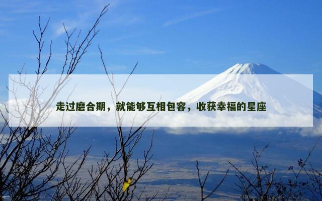 走过磨合期，就能够互相包容，收获幸福的星座