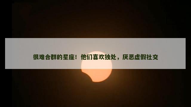 很难合群的星座！他们喜欢独处，厌恶虚假社交