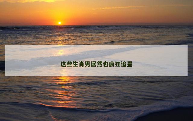 这些生肖男居然也疯狂追星