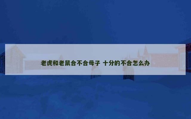 老虎和老鼠合不合母子 十分的不合怎么办