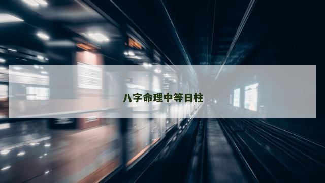 八字命理中等日柱