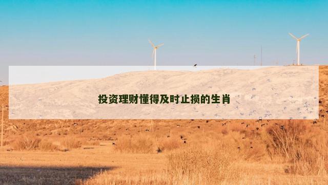 投资理财懂得及时止损的生肖