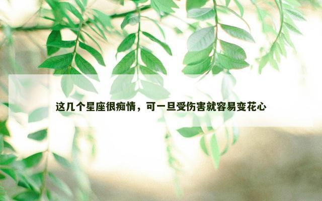 这几个星座很痴情，可一旦受伤害就容易变花心