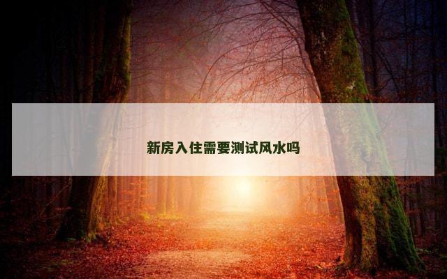 新房入住需要测试风水吗